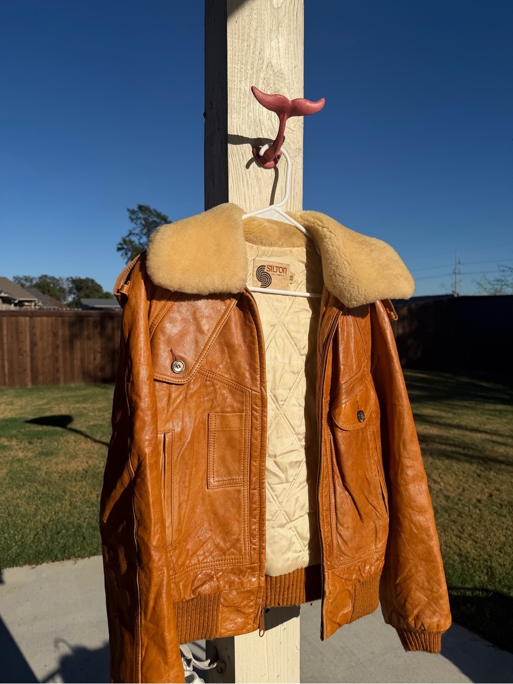 Sheepskin-Lined Silton California leather bomber-style jacket, Size 38